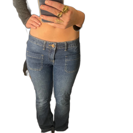 Mörkblåa lågmidjade jeans