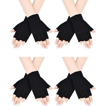 4 par fingerlösa handskar halvfinger vantar vinter enfärgad