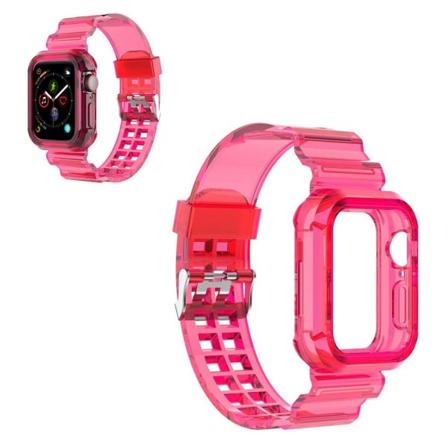 Apple Watch Series 6 / 5 44mm silikoni kehystetty kellonauha - Läpinäkyvä Ruusu Red