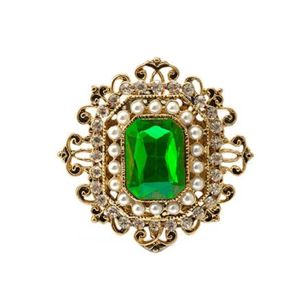 Rhinestone Brosch Pin för Kvinnor Flickor Guld Ton Vintage Barock R