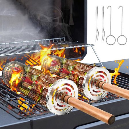 Grillkurve i rustfrit stål med stativ 20CM