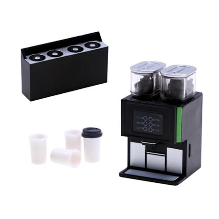 Nukkekodin minisimulaatio kahvinkeitin realistinen hieno ammattitaito ruoka leikki kohtaus rekvisiitta vastaava malli musta