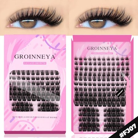 GROINNEYA DIY Ögonfransförlängningskit Individuella Fransar Kluster Faux Mink Ögonfransförlängning Mix set med Franslim och Försegling Makeup