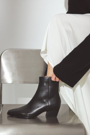 NA-KD Bottines en cuir à talon carré - Chaussures en cuir - Noir - EU 37