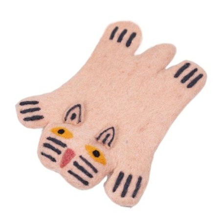 Handgjord ullfiltunderlägg Djurunderlägg ROSA KATT ROSA KATT