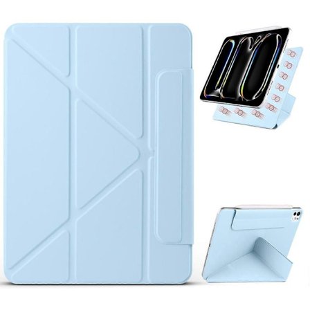 Case for iPad Pro 13 (2024) PC+PU Leather Origami Stand Magnetic Tablet Protection - Baby Blue