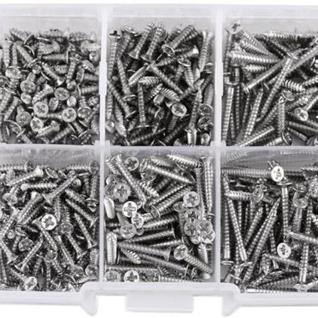 Låda med 800 st M2 sortiment skruvar skruv planhuvud försänkt huvud KLB