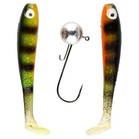IFISH The Demon Shad 10cm, 2pcs inc. Jighead - Fluo Perch