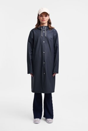 Stockholm Long Print Raincoat Navy