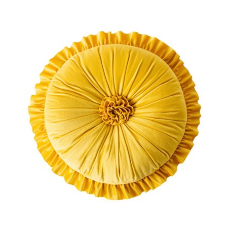 Pyöreä samettinen tyyny röyhelöinen kukkatyyny koristeellinen sohvatyyny