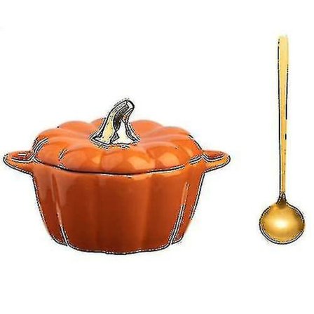 Pumpa med lock Nonstick-belagd gryta Mångsidig gryta Kastrull inkluderar sked Lämplig kompatibel med alla typer av spisar, orange