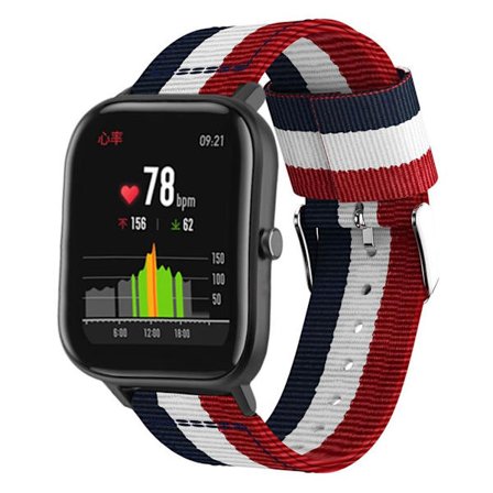 Amazfit GTS vertikalt klockarmband i nylon - Blå / Svart / Röd