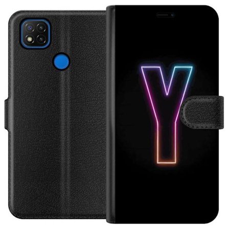 Kompatibelt Lommeboketui til Xiaomi Xiaomi Redmi 9C Minimalistisk neonbokstav Y i fargeskiftende lys mot svart bakgrunn