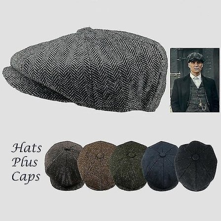 Ny mote for menn Peaky Blinders-hatt Nyhetsguttlue for menn Ullblanding Herringbone Tweed Vinterlue Varm-mxbc-WELLNGS