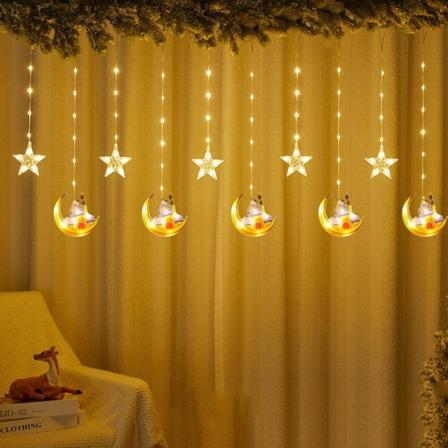 Eid Mubarak dekorasjon Star Moon Led Gardin Garland String Style 8
