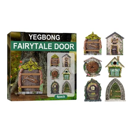 Fairy Door Set med 6 Miniature Gnome Door Set Pixie Miniature