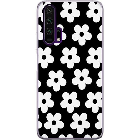 Yhteensopiva Puhelinkuori Honor Honor 20 Pro Mustavalkoinen kukkakuvio minimalistisessa skandinaavisessa muotoilussa, jossa voimakas kontrasti ja aja