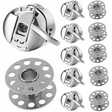 6 kpl Puolakotelo Ompelukone Puolakotelo Ruostumaton teräs 6 kpl Metalliset puolat Asetuskone Koneille, joissa on etukuormaus Luokka 15