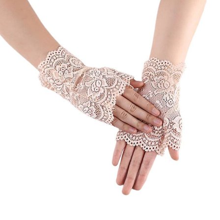 Naisten Hollow Gloves Hääjuhla Morsian Rukkaset Läpinäkyvät Mesh Sormettomat hanskat