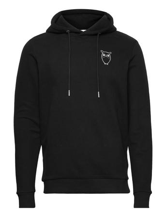 Elm Hood Small Print Owl Sweat - Go Hoodie Svart Knowledge Cotton Apparel
