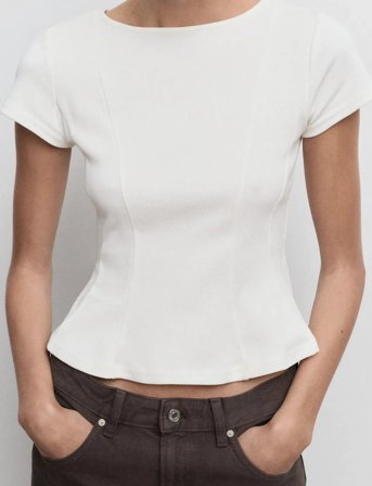 Mango A-Line Cotton Tee - White - XL