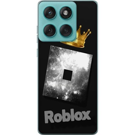 Kompatibelt Mobildeksel til Motorola Motorola Edge 60 Fusion Minimalistisk svart og sølvfarget Roblox-symbol med gylden krone og luksuriøs gamer-est