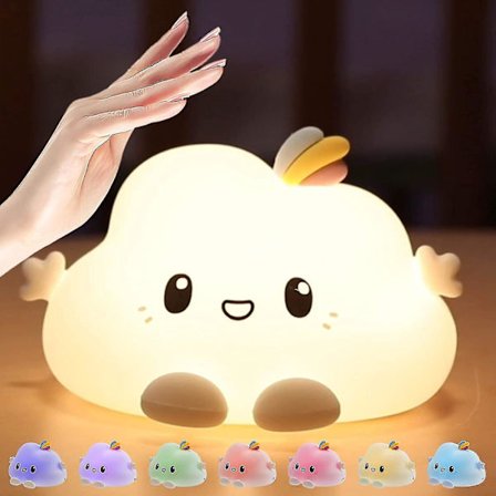 Led Night Light For Kids, 7 Breathing Modes, Usb Rechargeable, Touch Control, Silicone, For Kids And