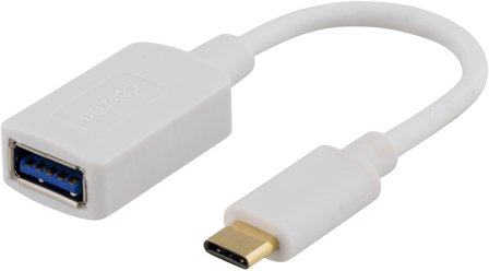 Deltaco USBC-1205 - USB-adapter - USB-type A (hunn) til USB-C (hann) - USB 3.1 - 15 cm - reversibel C-kontakt - hvit