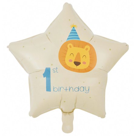 1st Birthday Folieballong Stjerne Løve 46 cm