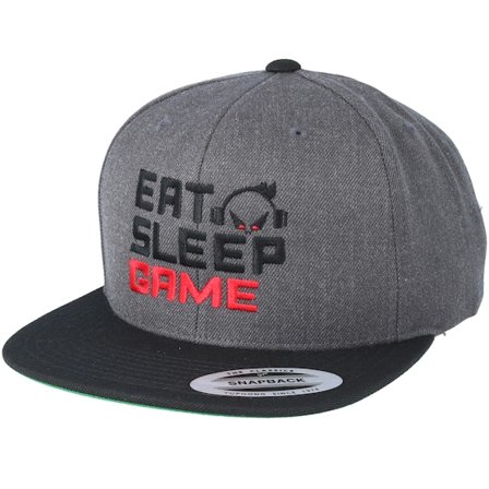 Gamerz - Gris snapback Casquette - Eat.Sleep.Game Dark Grey/Black Snapback @ Hatstore