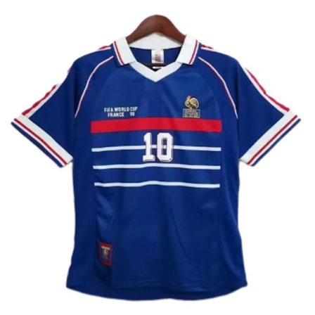 Retro Trøye 1998 Frankrike VM Hjemme Kortarmet Fotballdrakt Nr 10 Zidane 1 Fotballdrakt-XF6--FF-