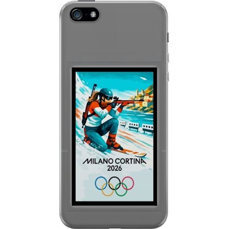 Kompatibelt Mobildeksel til Apple iPhone 5 Retroplakat Cortina Milano 2026 med fjell, vintersportsutøvere, italienske trikolor, Milano-katedralen og o