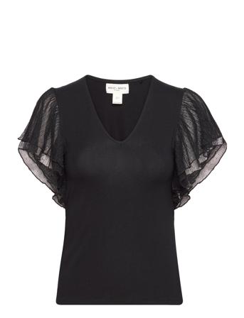 Top Jennifer Tulle Sleeve Blouses Short-sleeved Sort Lindex