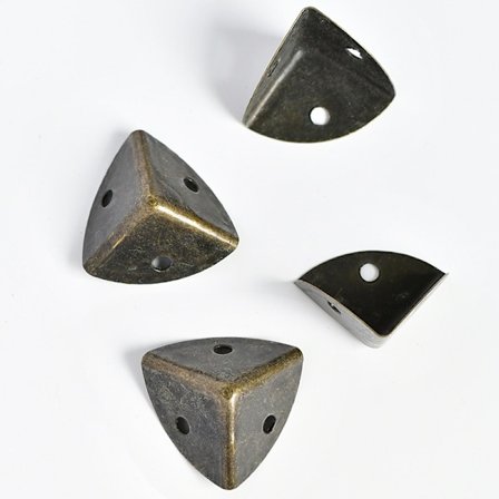 Set med 12 Antika Rundade Möbelhörn - Skyddande Metallhörn - för Lådor, Möbler, Hyllor, Kantskydd