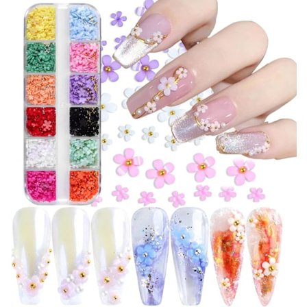 3D Kukka Kynsitaide Koristeet, Akryyli Kynsitaidetarvikkeet, DIY Kynsikoristeet Kynsitaide Strassit Viisilappuiset Kukka Ornamentit