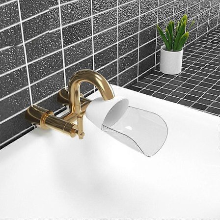 Hvid vandhane forlænger, vandhane forlænger til børn, vandhane forlænger til børn, vandhane forlængelse, vask håndtag forlængelse, Exten