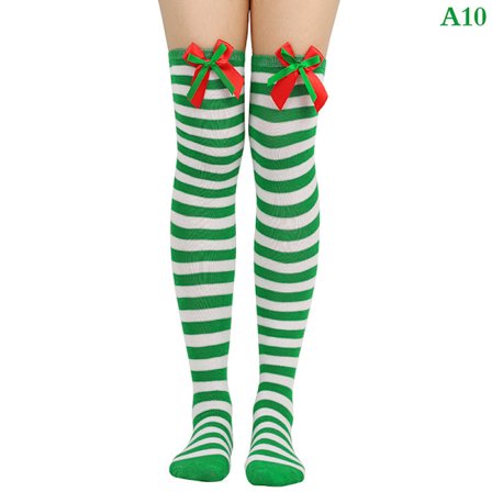 Julekule Tights Stripete Lange Strømper Juledekorasjon