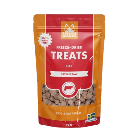 Mush - Treats Frysetørket Godbit med Storfe, 55g - Hund - Hundegodbiter & tyggebein - Belønningsgodbiter for hund - ZOO.no