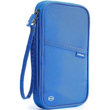 Rejsepas etui RFID blokering rejsedokument arrangør vandtæt, til ID-kort, kreditkort, flybilletter, penge, mønter (blå) blue