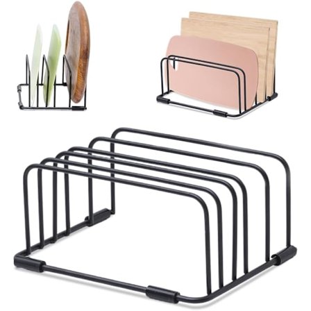 Svart Skärbrädehållare, Förvaring för Grytlock, Kökslockhållare, Hackbrädehållare, Skärbrädeorganisatör, Metallpanhållare för Tallrikar och Disk