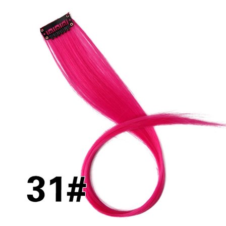 Leeons Clip In Hair Extensions 20 Inch Colorful Synthetic Ombre Rosa Lila Hairpieces Straight Party Highlights Extension