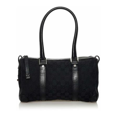 Gucci Vintage, Pre-owned Canvas Boston Bag Zwart, Dames, Maat:ONE Size