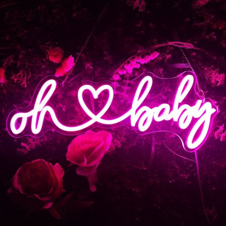 Oh Baby Neonskylt för Väggdekor, Oh Baby Skylt för Bakgrund, Rosa Neon Ljusdekor för Sovrumsvägg, för Bröllop Babyshower Neonljus