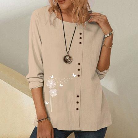 Långärmad T-shirt För Kvinnor Med Rund Hals