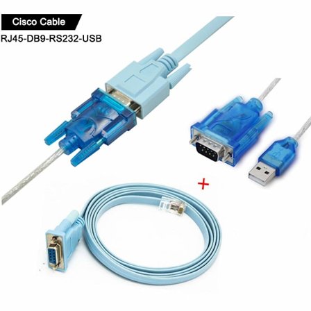 Cisco Konsolkabel Seriell Kabel RJ45 till DB9 och RS232 till USB (2 i 1) För