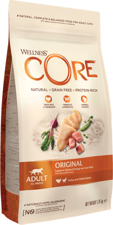 CORE Petfood - Cat Adult Original Kornfri Kalkun & Kylling Tørr 1,75 kg - Katt - Kattefôr & kattemat - Tørrfôr for katt - ZOO.no