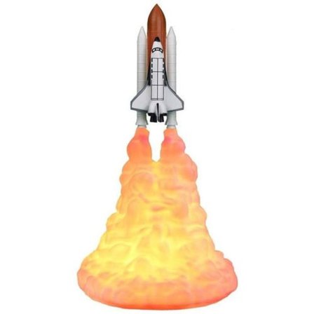3D Dekoration Natlampe, 3D Printing Raketlampe Rumfærge Lampe USB