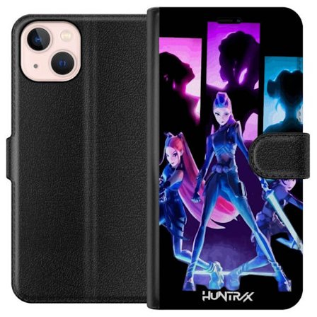 Yhteensopiva Lompakkokotelo Apple Apple iPhone 13 Tulevaisuutta ennustava tyttöryhmän kuva, jossa on neonvaloja ja voimakkaita värejä sci-fi-estee