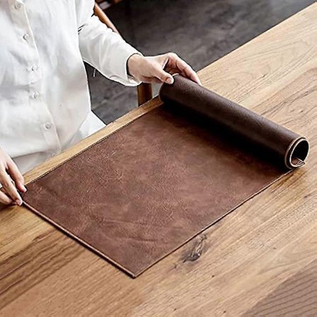 Vintage Læder Bordløber Og Bordbrikker Vandafvisende Varmebestandig Kaffeunderlag Vaskbar Fest Køkken Spisebord Dekoration (farve: Brun Størrelse: 