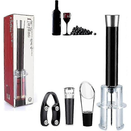 Wino On-the-go Viinipullonavaaja Setti Ilmapaine Korkkipoistaja Pullonavaaja Korkin Poistaja Lahja Viinin Ystäville 4 in 1 Setti